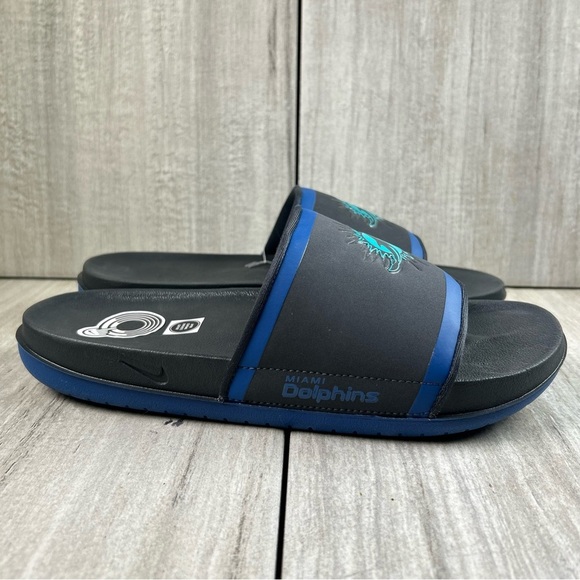 Nike x NFL Miami Dolphins Offcourt Slides Recovery Comfort Sandals Men’s Size 9 - Picture 3 of 10
